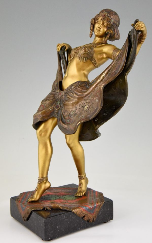 Bronze de Vienne erotique danseuse nue orientale jupe amovible