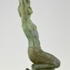French Art Deco lamp nude with glas urn “vers l’oasis”