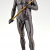 Antique bronze sculpture male nude with sword and laurel wreath