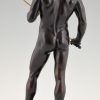 Sculpture en bronze nu masculin avec épée et couronne de laurier