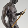 Sculpture en bronze nu masculin avec épée et couronne de laurier