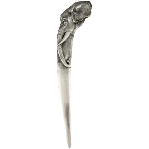 Art Deco verzilverd bronzen briefopener olifant