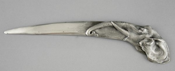 Art Deco verzilverd bronzen briefopener olifant