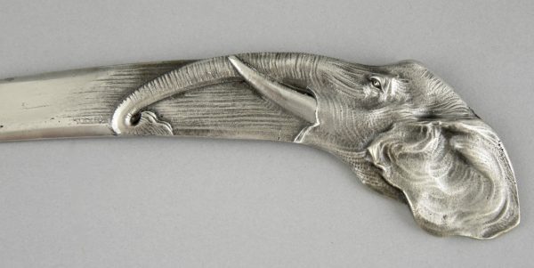 Art Deco silvered bronze letter opener elephant