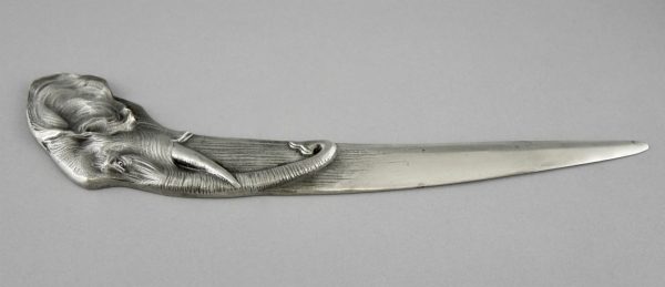 Art Deco silvered bronze letter opener elephant