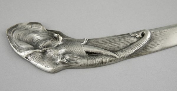 Art Deco silvered bronze letter opener elephant