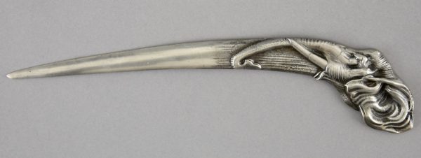 Art Deco silvered bronze letter opener elephant