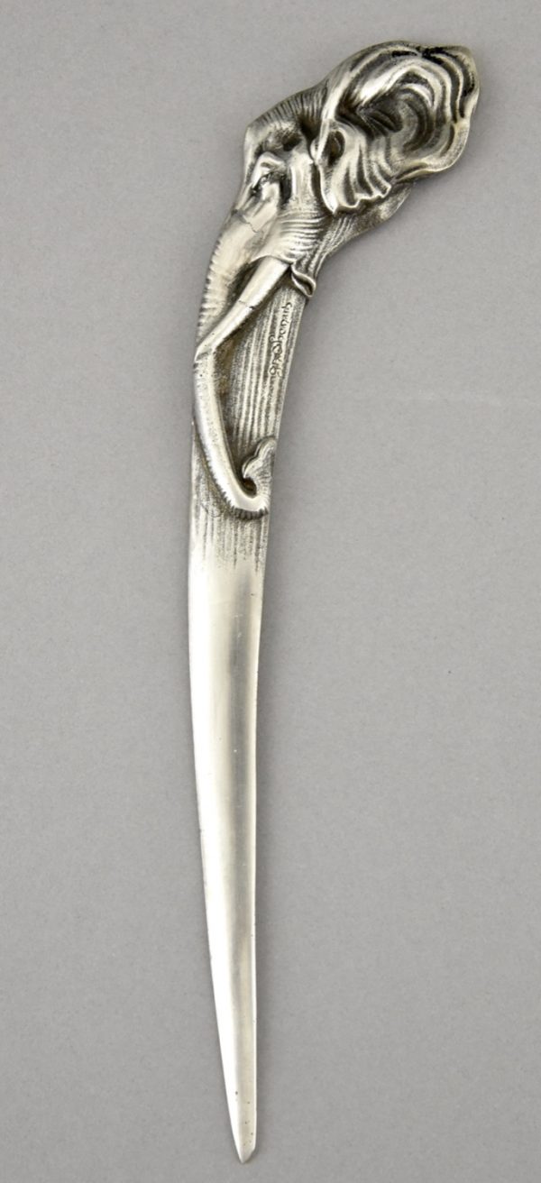 Art Deco silvered bronze letter opener elephant