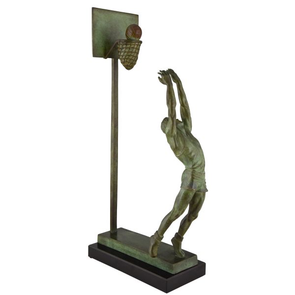 Art Deco sculpture bronze joueur de basket