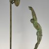 Art Deco bronze sculpture basketball player reverse dunk