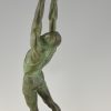 Art Deco bronze sculpture basketball player reverse dunk