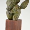 Art Deco bronze Skulptur zwei Rehe