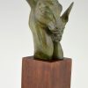 Art Deco bronzen beeld twee reeën