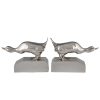 Art Deco Buchstützen Bronze versilbert Enten