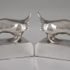 Art Deco silvered bronze duck bookends