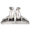 Art Deco silvered bronze walrus bookends.