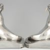 Art Deco silvered bronze walrus bookends.