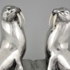 Art Deco silvered bronze walrus bookends.