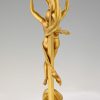 Art Nouveau lampe bronze doré avec une femme nue