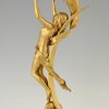 Art Nouveau lampe bronze doré avec une femme nue