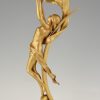 Art Nouveau lampe bronze doré avec une femme nue