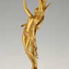 Art Nouveau lampe bronze doré avec une femme nue