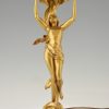 Jugendstil Bronze Skulptur Lampe mit Frauenakt