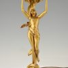 Art Nouveau lampe bronze doré avec une femme nue