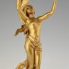 Art Nouveau lampe bronze doré avec une femme nue