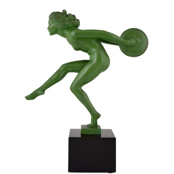 Sculpture Art Deco danseuse nue aux cymbales