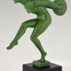 Art Deco sculpture of a nude dancer with cymbals