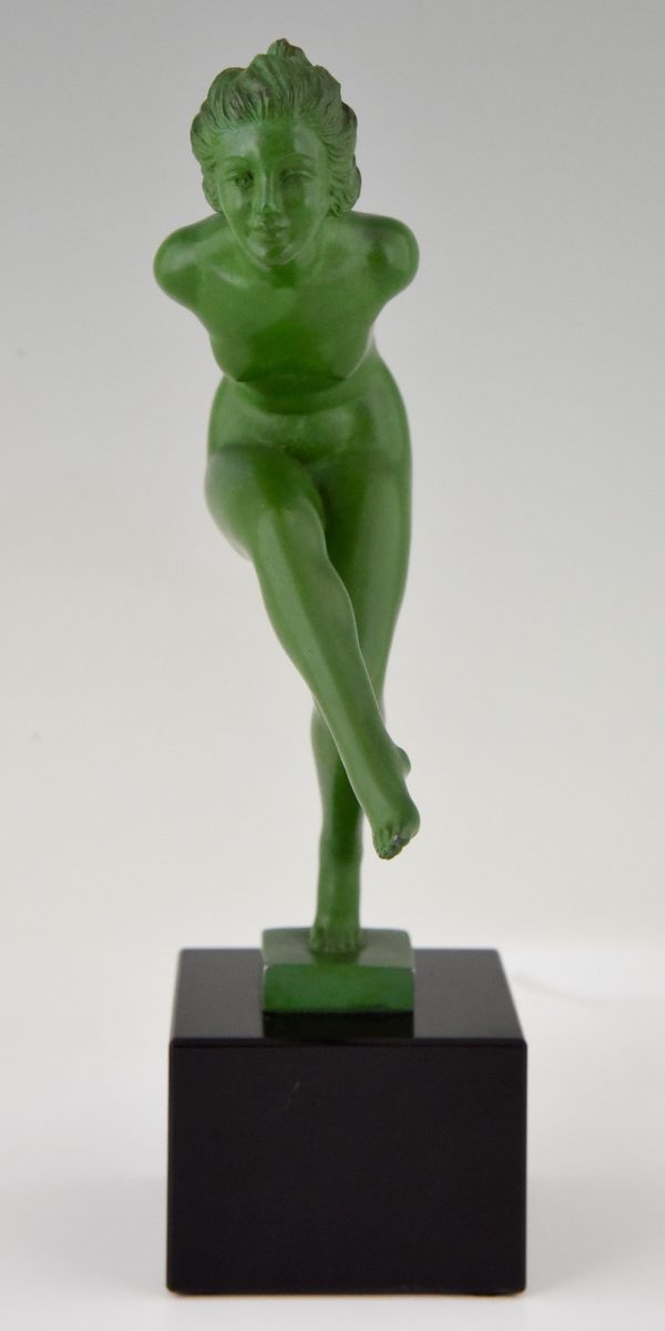 Sculpture Art Deco danseuse nue aux cymbales