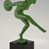 Sculpture Art Deco danseuse nue aux cymbales