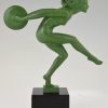 Art Deco sculpture of a nude dancer with cymbals