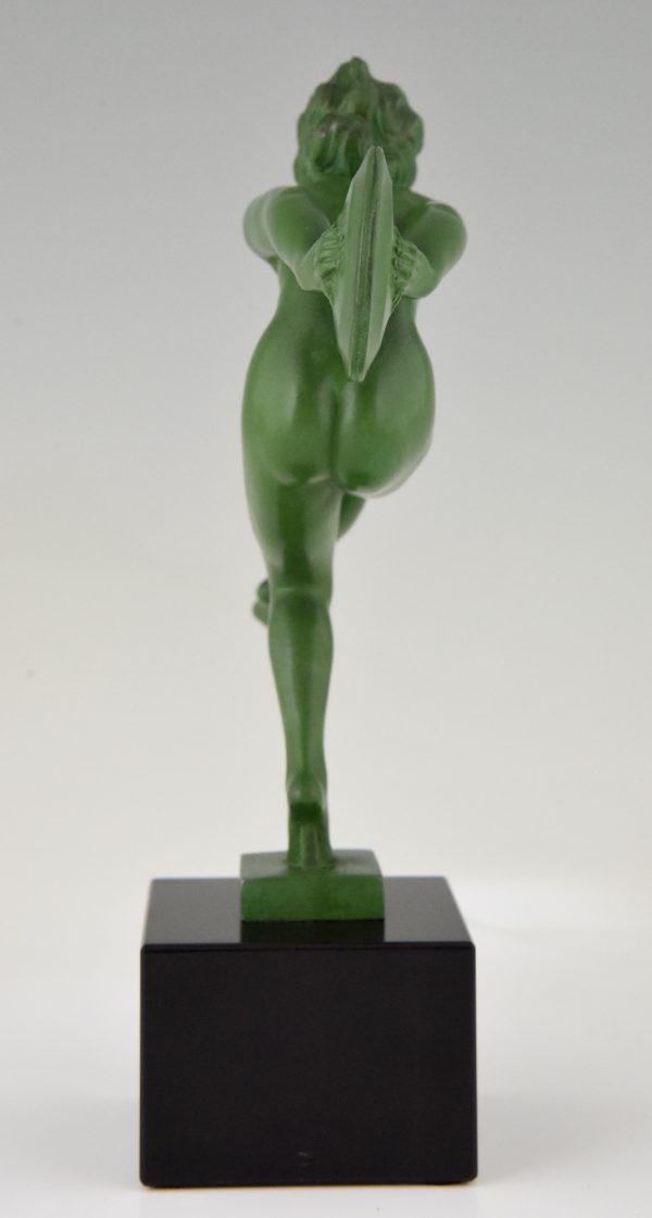 Art Deco sculpture of a nude dancer with cymbals