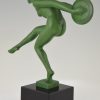 Art Deco sculpture of a nude dancer with cymbals
