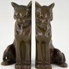Art Deco Buchstütze Bronze Katzen