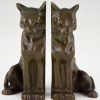 Art Deco bronze cat bookends