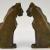 Art Deco Buchstütze Bronze Katzen