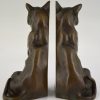Art Deco serre livres bronze chat