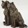 Art Deco serre livres bronze chat