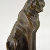 Art Deco Buchstütze Bronze Katzen