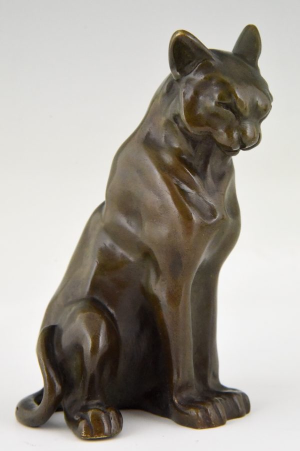 Art Deco Buchstütze Bronze Katzen