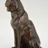 Art Deco serre livres bronze chat