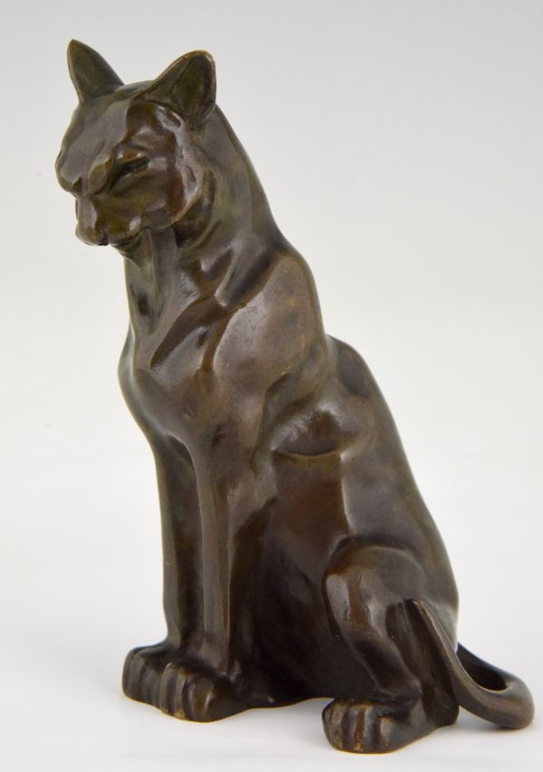 Art Deco Buchstütze Bronze Katzen