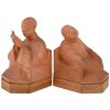 Art Deco terra cotta bookends with Chinese men  