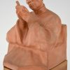 Art Deco terra cotta bookends with Chinese men  