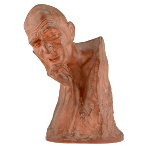 Art Deco terra cotta sculpture bust of a man