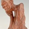 Art Deco terra cotta sculpture bust of a man