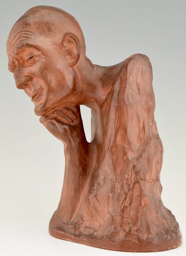 Art Deco sculpture terre cuite buste d’homme